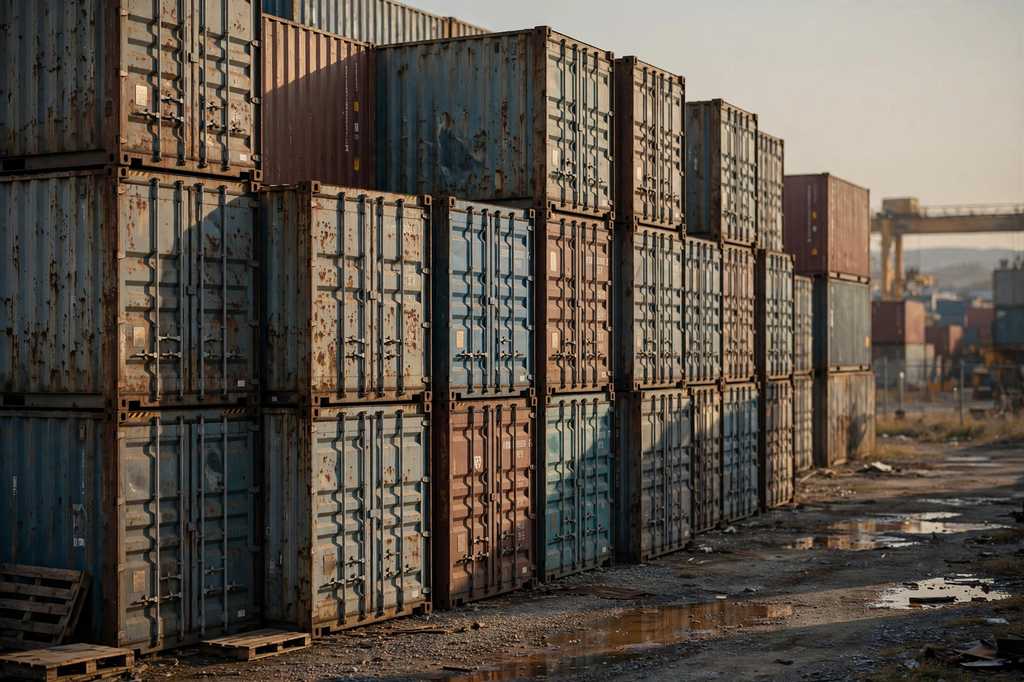 Shipping containers ready for re-export from Mexico